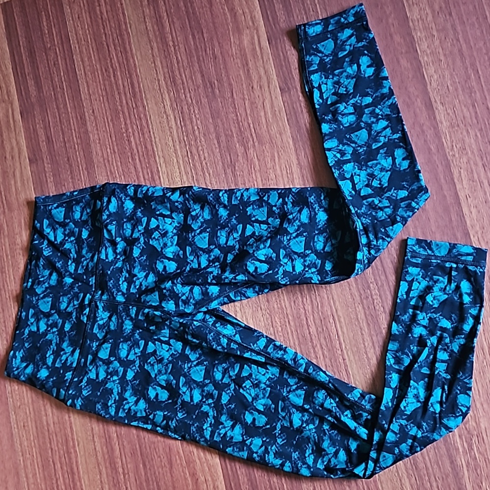 CRZ YOGA Teal & Black Geo Ankle Buttery-soft Legging Small Like New
